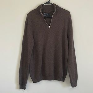 ASOS Design men's cotton half zip sweater brown NWOT